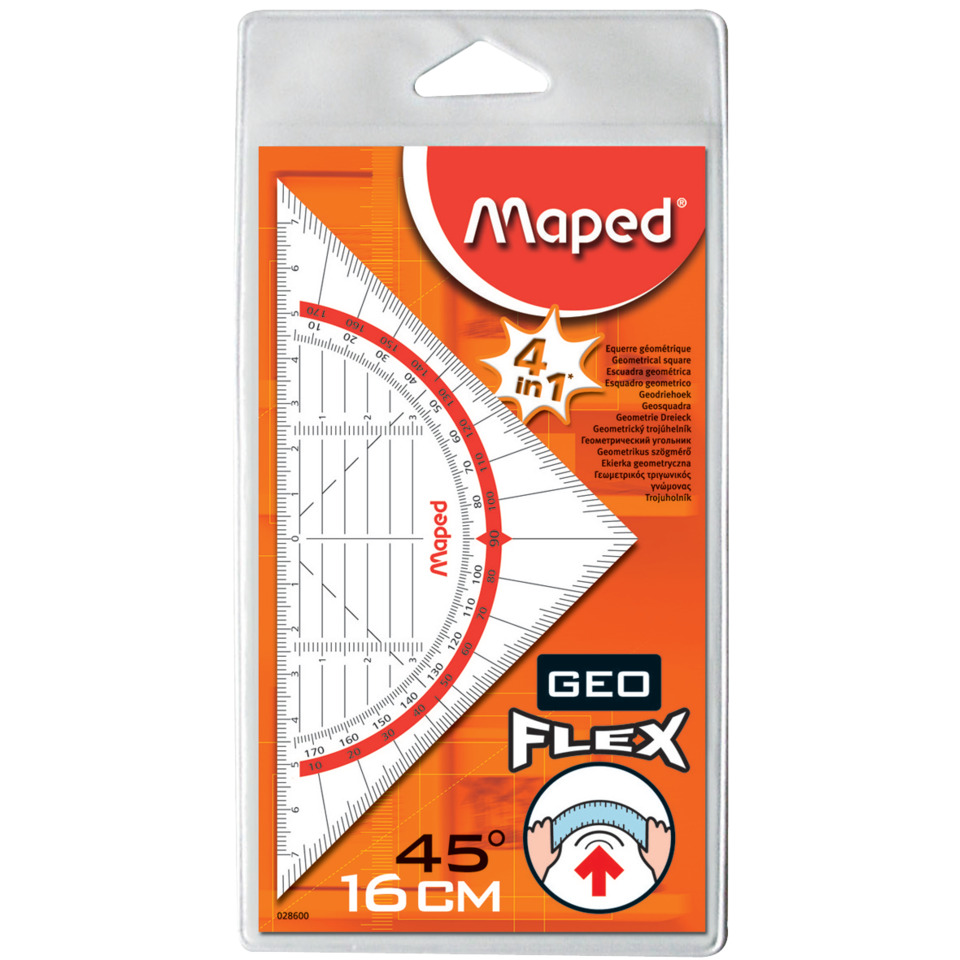 Geometrie-Dreieck Flex - 16 cm, transparent, Etui