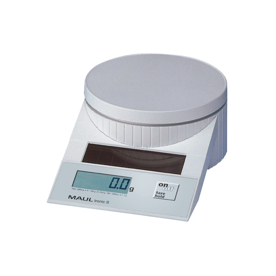 Solar-Briefwaage MAULtronic S - 5000 g, 2 g, 5 g, 130 x 65 x 196 mm, weiß
