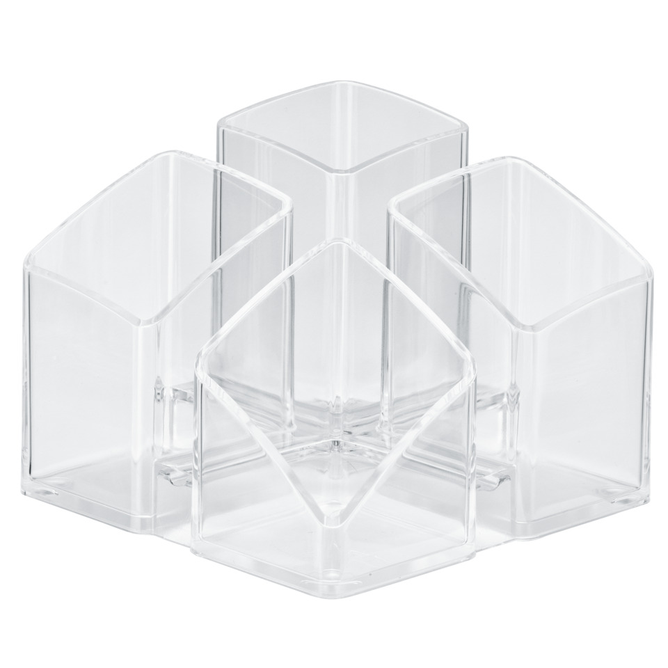 Schreibtisch-Köcher SCALA - 4 Fächern, transparent-klar