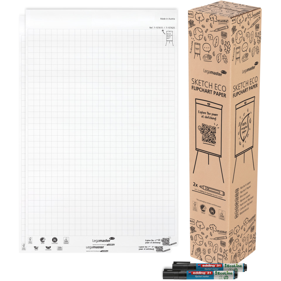 Flipchart-Block SKETCH ECO - 65 x 98 cm, kariert, 80 g/qm, 50 Blatt